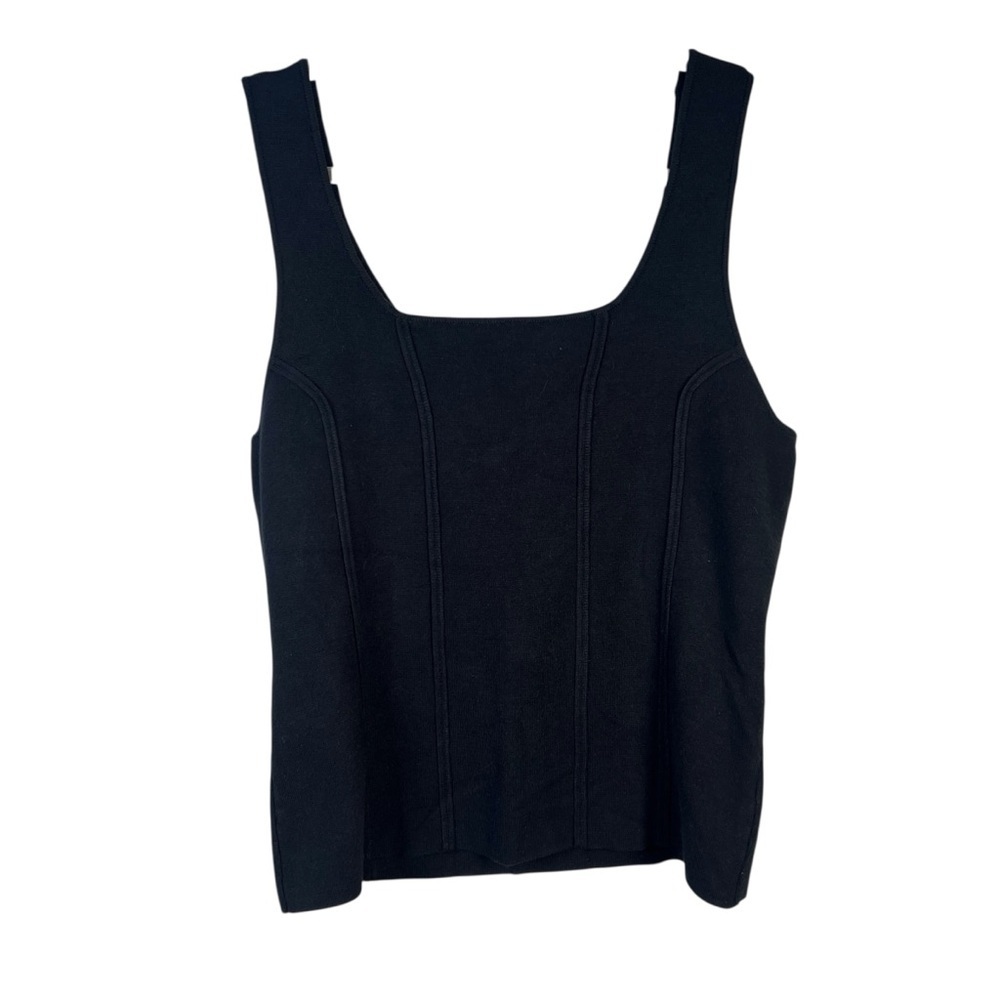 Marled Thick Knit Black Tank Top Women’s Size Large Minimalist Capsule Wardrobe